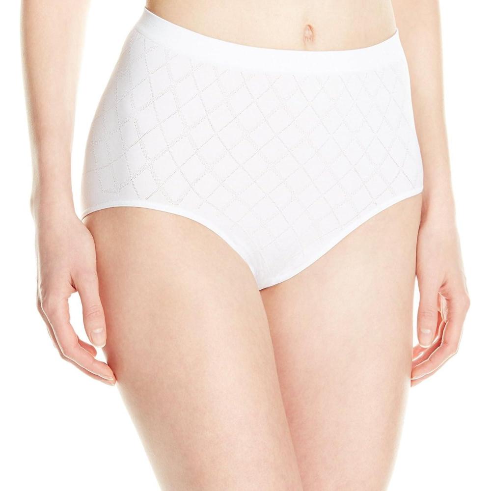 imageBali womens Comfort Revolution Seamless Brief Panty Microfiber Stretch Underwear Womens High Rise BriefWhite Diamond