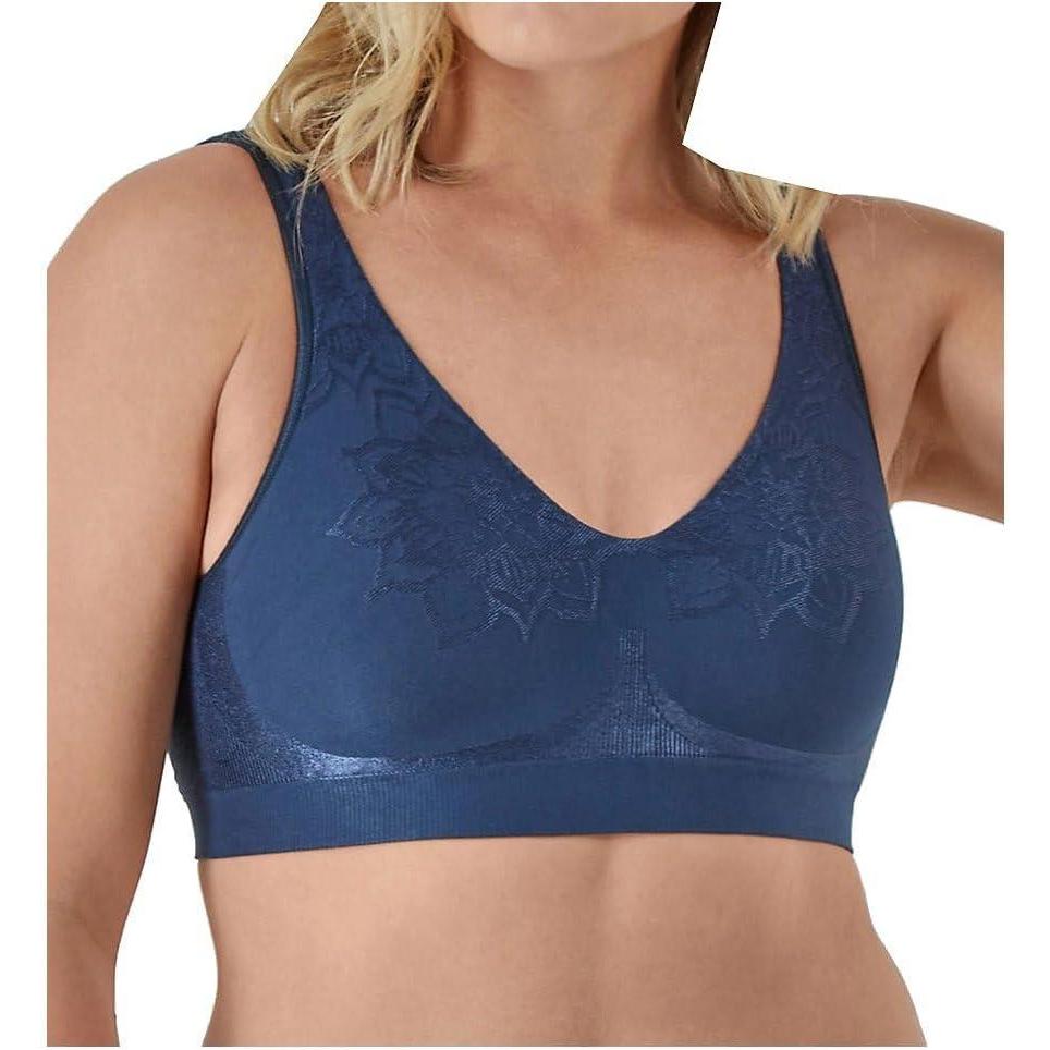 imageBali womens Comfort Revolution Wireless Bra Cool Comfort Fullcoverage Bra Retired ColorsNavy Aztec