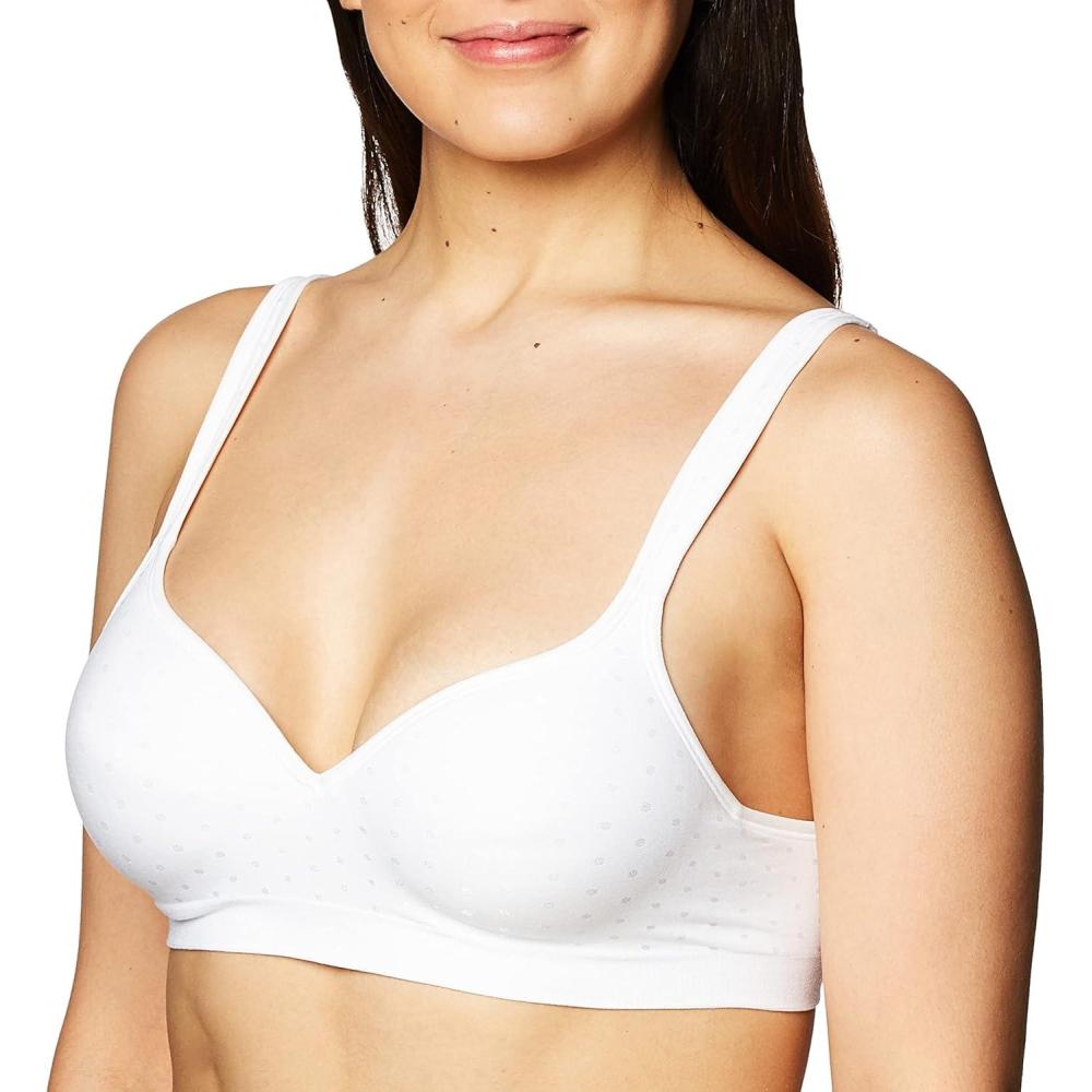 imageBali womens Comfort Revolution Wireless Bra Cool Comfort Fullcoverage Bra Retired ColorsWhite Dot