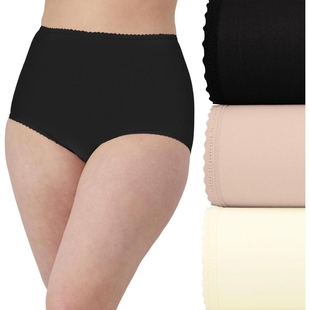 imageBali womens Underwear Briefs Pack 3pack Skimp Skamp Brief Panties for Women Full Coverage No ShowBlackMoonlightRosewood
