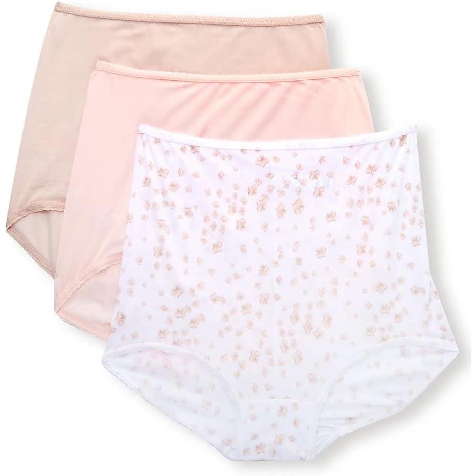 imageBali womens Underwear Briefs Pack 3pack Skimp Skamp Brief Panties for Women Full Coverage No ShowBlushing PinkSandshellWhite Floral