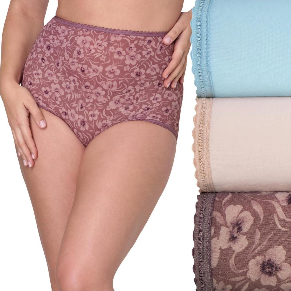 imageBali womens Underwear Briefs Pack 3pack Skimp Skamp Brief Panties for Women Full Coverage No ShowUpstate BlueEvening BlushPurple Poppy Print