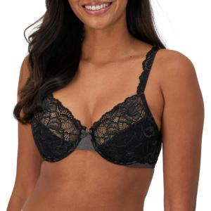 Bali Women’s 6543 Lace Desire Lightly Lined Underwire Bra(Black)