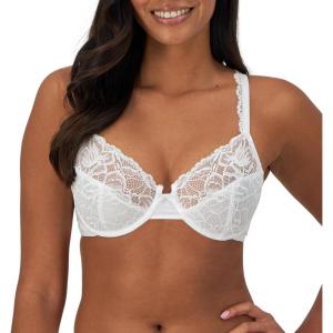 Bali Women’s 6543 Lace Desire Lightly Lined Underwire Bra(White)