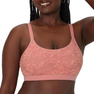Bali Womens Breathe Bralette, Cotton Modal Wireless Bra, Lightweight Breathable Pullover Bralette, Convertible Straps(Misted Rose)