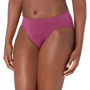 Bali Women’s Brief Underwear, Brief Panties for Everyday Comfort, Smoothing Seamless Underwear for Women(Maroon Dusk Pointelle)