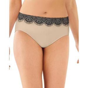 Bali Women’s Brief Underwear, Brief Panties for Everyday Comfort, Smoothing Seamless Underwear for Women(Nude W/ Black Lace)