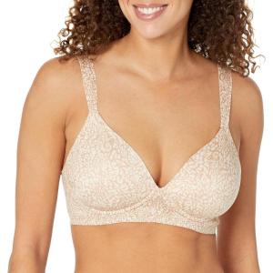 Bali Womens Comfort Revolution Wirefree Bra, Soft Touch Ultimate Wireless Support Bra(Warm Brown Animal)