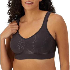 Bali Women’s Comfort Revolution Wireless Bra, ComfortFlex Fit Full-Coverage Bra, DF3488(Black Swirl)