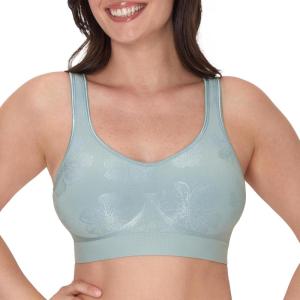 Bali Women’s Comfort Revolution Wireless Bra, ComfortFlex Fit Full-Coverage Bra, DF3488(Blue Patina Tropical Floral)