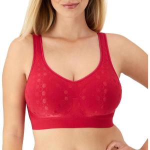 Bali Women’s Comfort Revolution Wireless Bra, ComfortFlex Fit Full-Coverage Bra, DF3488(Scarlet Berry Dot)