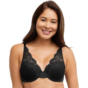 Bali Womens Lace Underwire Bra, One Smooth U Comfort Stretch Full-Coverage Convertible Bra(Black)