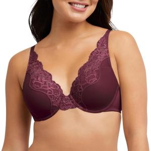 Bali Womens Lace Underwire Bra, One Smooth U Comfort Stretch Full-Coverage Convertible Bra(Nightfire Red 2)