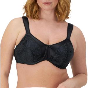 Bali Women’s Minimizer Bra, Satin Tracings Underwire Bra, Bustline Slimmer, Full Coverage Bra(Black)