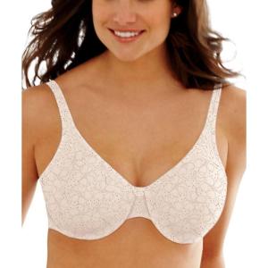 Bali Women’s Minimizer Bra, Satin Tracings Underwire Bra, Bustline Slimmer, Full Coverage Bra(Floral Dot Print)