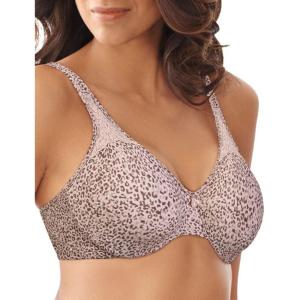Bali Women’s Minimizer Bra, Satin Tracings Underwire Bra, Bustline Slimmer, Full Coverage Bra(Rosewood Animal)