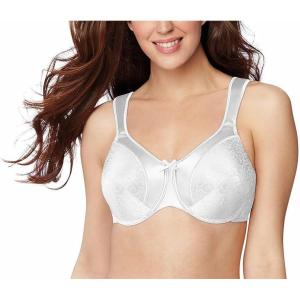 Bali Women’s Minimizer Bra, Satin Tracings Underwire Bra, Bustline Slimmer, Full Coverage Bra(White)