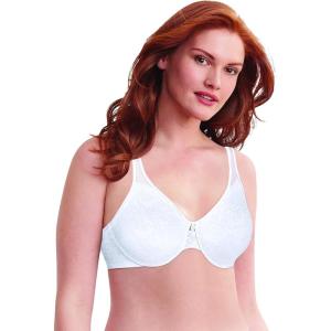 Bali Women’s Minimizer Bra, Satin Tracings Underwire Bra, Bustline Slimmer, Full Coverage Bra(White Lace)