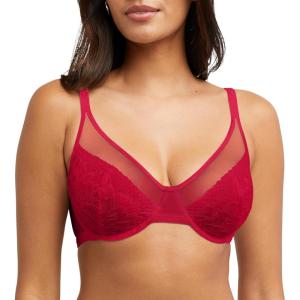 Bali Womens One Smooth U Lace Minimizer Bra, Underwire Full-Coverage Convertible Bra(Scarlet Berry)