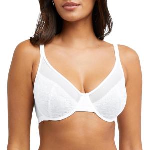 Bali Womens One Smooth U Lace Minimizer Bra, Underwire Full-Coverage Convertible Bra(White)