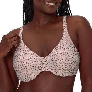 Bali Womens Passion for Comfort Minimizer Bra, Full-Coverage Underwire Bra, Seamless Cups(Glossy Leopard Print)