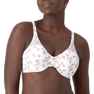 Bali Womens Passion for Comfort Minimizer Bra, Full-Coverage Underwire Bra, Seamless Cups(White Floral Print)