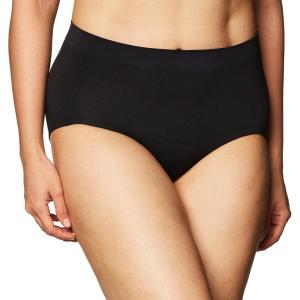 Bali Women’s Seamless Underwear, Smoothing Brief Panties, Full-Coverage Stretch Microfiber Underwear for Women(Black)