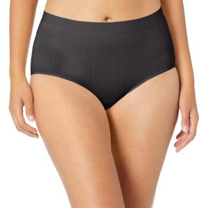 Bali Women’s Seamless Underwear, Smoothing Brief Panties, Full-Coverage Stretch Microfiber Underwear for Women(Black Pointelle)