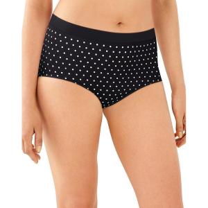 Bali Women’s Seamless Underwear, Smoothing Brief Panties, Full-Coverage Stretch Microfiber Underwear for Women(Black Winter White/White Dot Print)
