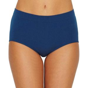 Bali Women’s Seamless Underwear, Smoothing Brief Panties, Full-Coverage Stretch Microfiber Underwear for Women(Nude With Black Lace)