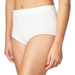 Bali Women’s Seamless Underwear, Smoothing Brief Panties, Full-Coverage Stretch Microfiber Underwear for Women(White Pointelle)