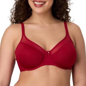 Bali Womens Seamless Underwire Bra, One Smooth U Smoothing Underwire Bras for Women, Convertible Straps, Ultra Light(Rosy Red)