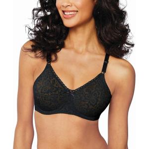 Bali Women’s Underwire Bra, Lace ‘N Smooth, Lace Full-Coverage Bra with Stay-in-Place Straps(Black)