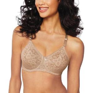 Bali Women’s Underwire Bra, Lace ‘N Smooth, Lace Full-Coverage Bra with Stay-in-Place Straps(Nude)