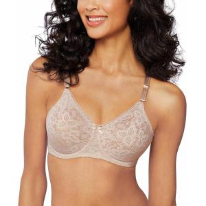 Bali Women’s Underwire Bra, Lace ‘N Smooth, Lace Full-Coverage Bra with Stay-in-Place Straps(Rosewood)