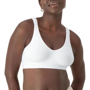 Bali Women’s Wireless Bra, Comfort Revolution Seamless T-Shirt Bra, ComfortFlex Fit, Moisture-Wicking(White)