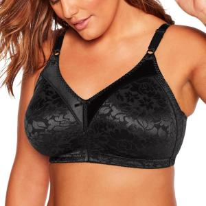 Bali Women’s Wireless Lace Bra, Double Support Lace Bras for Women, Stay-in-Place Straps, Full Coverage, Comfortable(Black)