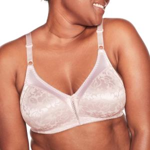 Bali Women’s Wireless Lace Bra, Double Support Lace Bras for Women, Stay-in-Place Straps, Full Coverage, Comfortable(Gloss)