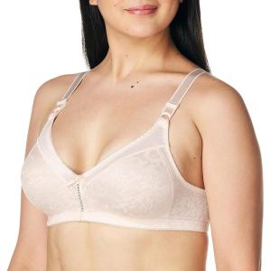 Bali Women’s Wireless Lace Bra, Double Support Lace Bras for Women, Stay-in-Place Straps, Full Coverage, Comfortable(Pink Bliss)
