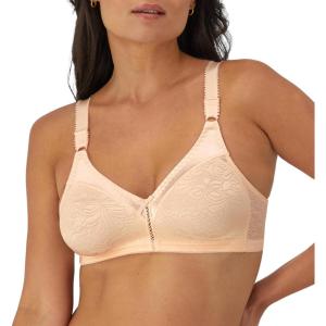 Bali Women’s Wireless Lace Bra, Double Support Lace Bras for Women, Stay-in-Place Straps, Full Coverage, Comfortable(Porcelain)