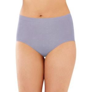 Bali womens Comfort Revolution Seamless Brief Panty, Microfiber Stretch Underwear, Women’s High Rise Brief(Amethyst Quartz Dot)
