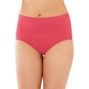 Bali womens Comfort Revolution Seamless Brief Panty, Microfiber Stretch Underwear, Women’s High Rise Brief(Claret Red)