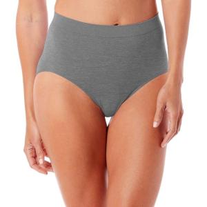 Bali womens Comfort Revolution Seamless Brief Panty, Microfiber Stretch Underwear, Women’s High Rise Brief(Gravel Gray)