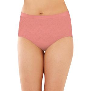 Bali womens Comfort Revolution Seamless Brief Panty, Microfiber Stretch Underwear, Women’s High Rise Brief(Mauve Glow Dot)