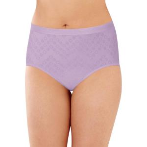 Bali womens Comfort Revolution Seamless Brief Panty, Microfiber Stretch Underwear, Women’s High Rise Brief(Morning Orchid Dot)