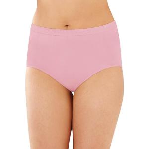 Bali womens Comfort Revolution Seamless Brief Panty, Microfiber Stretch Underwear, Women’s High Rise Brief(Pink)