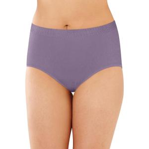 Bali womens Comfort Revolution Seamless Brief Panty, Microfiber Stretch Underwear, Women’s High Rise Brief(Purple Shade)