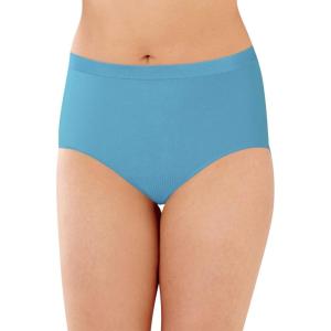 Bali womens Comfort Revolution Seamless Brief Panty, Microfiber Stretch Underwear, Women’s High Rise Brief(Raindrop Blue)