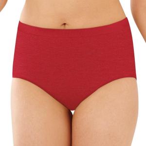 Bali womens Comfort Revolution Seamless Brief Panty, Microfiber Stretch Underwear, Women’s High Rise Brief(Red)