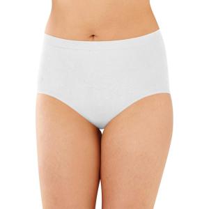 Bali womens Comfort Revolution Seamless Brief Panty, Microfiber Stretch Underwear, Women’s High Rise Brief(White Dot)